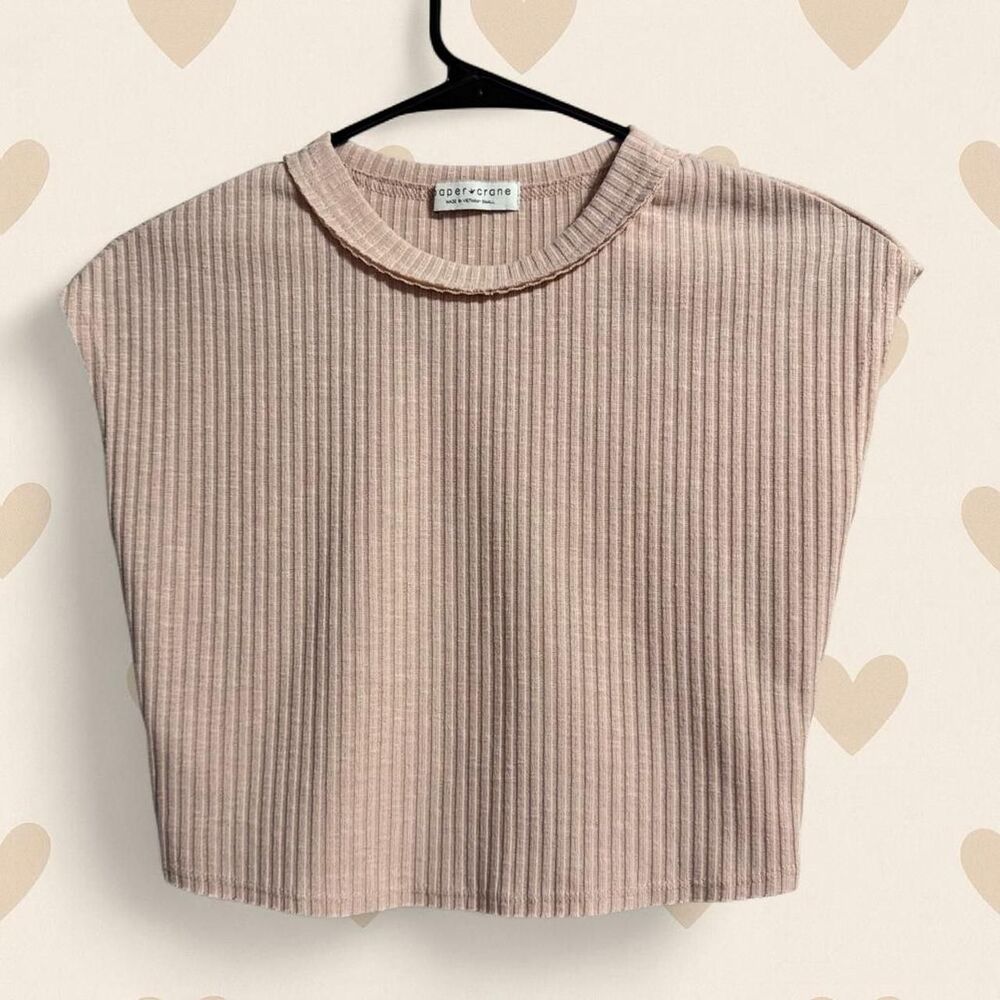 Paper Crane Light pink ribbed tank top